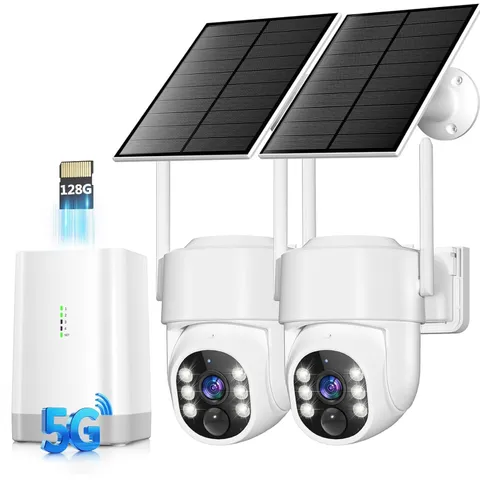 Wireless Outdoor Security Camera 2 Cam Kit 4MP Solar Powered 5G 2.4G No