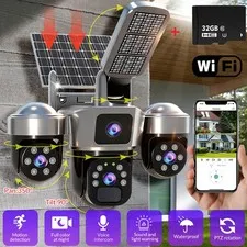 WIFI Solar Power Security Camera 1080P CCTV HD Waterproof Outdoor Cam V380 Pro