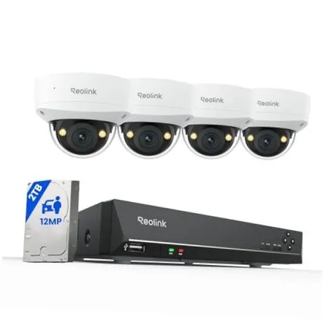 12MP 8CH PoE Security Camera System with IK10 Vandalproof, 4pcs Dome PoE Cams