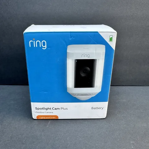 Ring - Spotlight Cam Plus Outdoor/Indoor Wireless 1080p Battery Camera - White