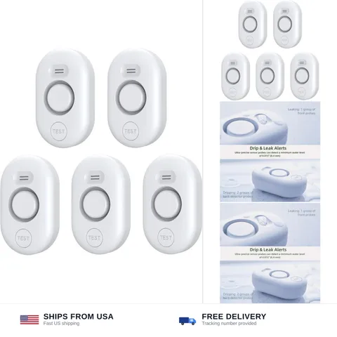 5 Pack Water Leak Detectors for Home, 100dB Water Sensor Alarm for Basement,F...