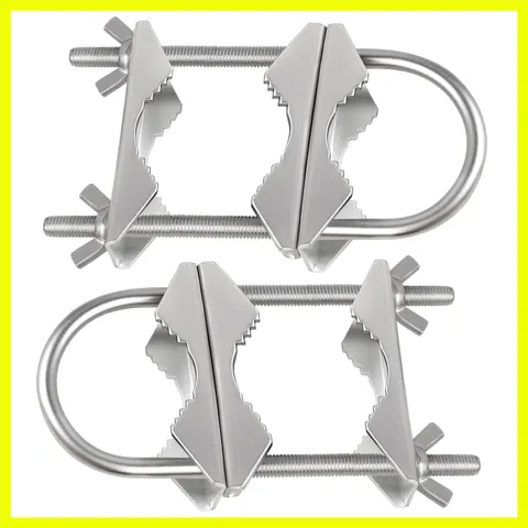 Dual Antenna Mast Clamp, Galvanized Iron U-Bolt Mounting Bracket for Antennas...