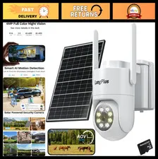 Wireless Solar Security Camera 2K 4MP, 24/7 Recording, Color Night Vision, 2-Way