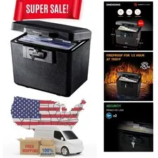 Fireproof Document Box with Key Lock - Essential Safe for Home & Office Use