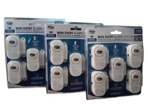 Lot of 3 Flipo Mini Entry Alarm System 5-Pack Wireless Door & Window System NEW