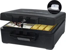 Fireproof Document Box with Key Lock – Large Portable Fire Safe for Home