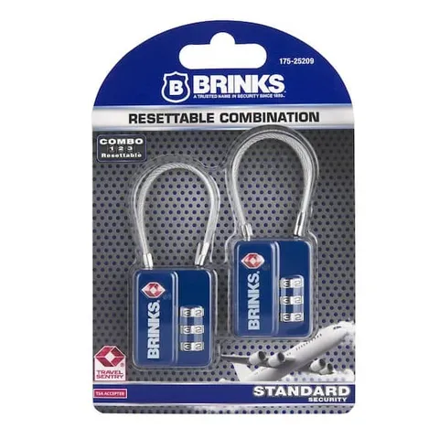 Brinks 30 mm TSA 3-Dial Resettable Combination Padlock, 2-Pack