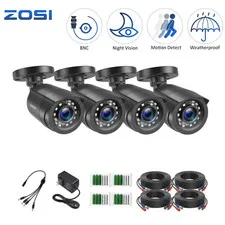 ZOSI 4 Pack 1080p Security Analog Wired Camera IP66 CCTV 80ft Night Vision TVI