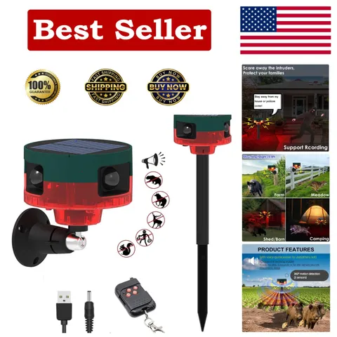 Solar Outdoor Motion Sensor Alarm - 130db Loud Noise & 13 Sounds for Safety