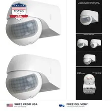 QWORK 110-220V PIR Motion Sensor Light Switch, 2 Pack, High Sensitive Waterpr...