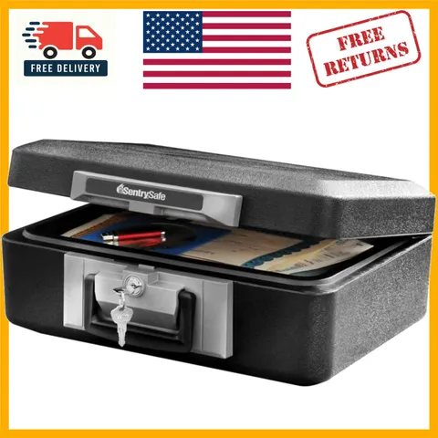 Portable Fireproof Safe Box with Key Lock - Space-Saving 0.25 Cu Ft Design