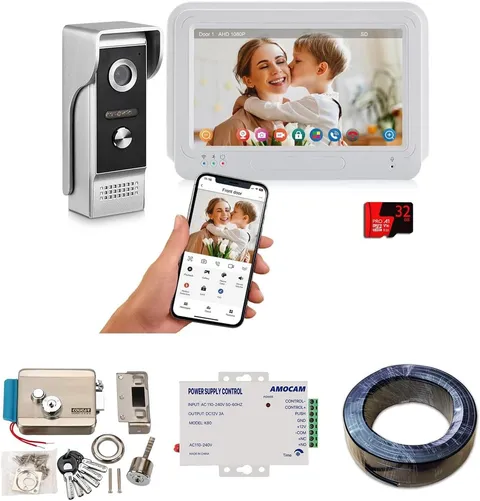 Wifi Video Intercom System + K80 Power Supply + Electric Door Lock + 150FT RVV 4