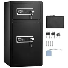 Uimoso Double Door 5.5 cu.ft Safe Box with Key Lock Password Cabinet Black