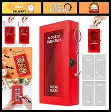 Funny Emergency Box with Hammer - Break Glass Gag Gift, Desk Decor, Halloween Pr