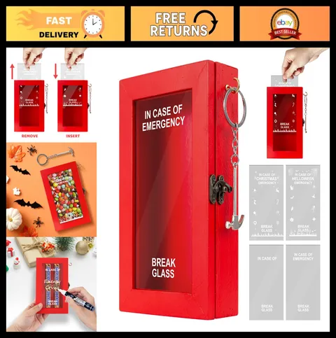 Funny Emergency Box with Hammer - Break Glass Gag Gift, Desk Decor, Halloween Pr