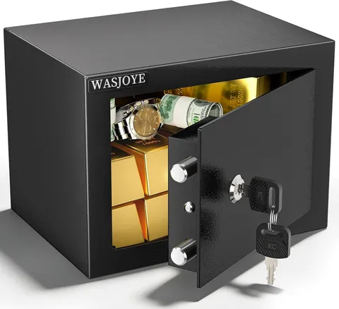 Home Small Safe Box - Key Lock Coffre Fort Steel High Security Safety Box, 0.23