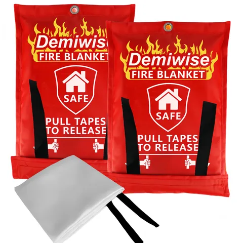 2-Pack Fire Blanket - Large Fiberglass Fire Blanket Fire Suppression Blanket ...