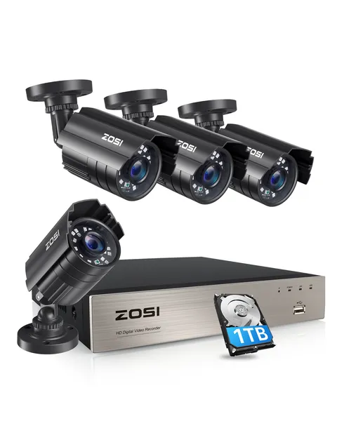 ZOSI 8 Channel H.265+ 5MP DVR Lite Home Security Camera System Outdoor HD CCTV
