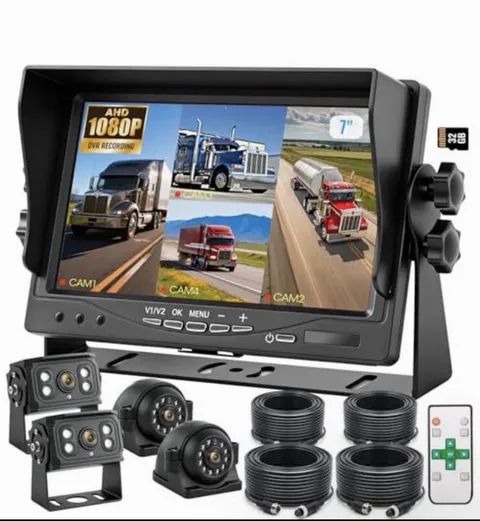 Woocarrty 4 wired backup cameras system 7 Dvr screen rear said view cameras IP69