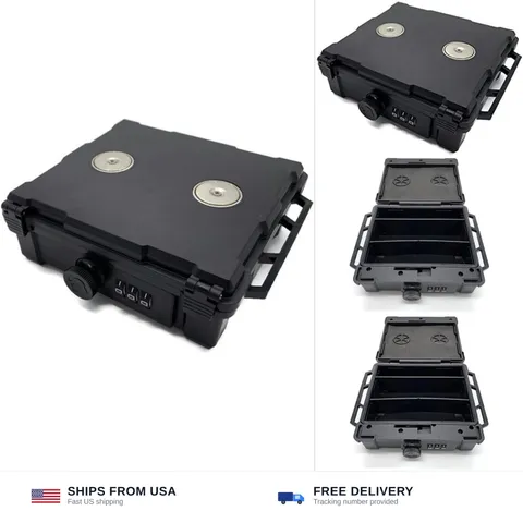 Waterproof Magnetic Locking Storage Box with Inner Dividers, Hide-A-Key Magne...