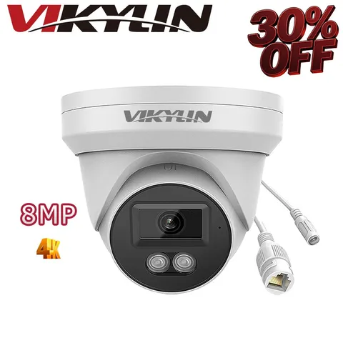 VIKYLIN IR Ethernet MIC POE 8MP 4K Mini Surveillance Camera Night Version Onvif