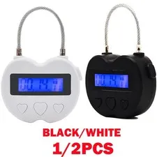 1/2Pcs USB Rechargeable Smart Time Lock LCD Display Temporary Timer Padlock NEW