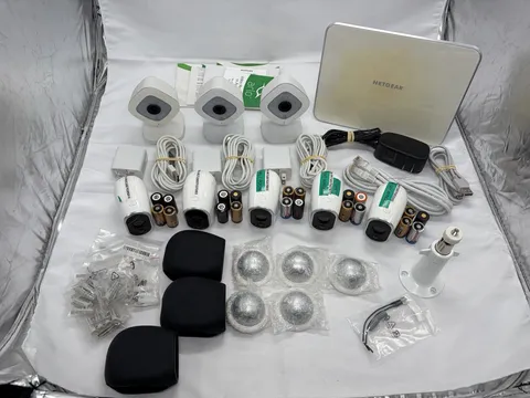 Netgear Arlo Q HD Home 8-Camera Security System Base Station Mounts Batteries