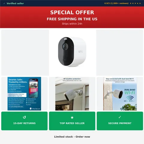 Arlo Pro 5S Spotlight Security Cam 2K HDR - Outdoor, Wireless, Night Vision