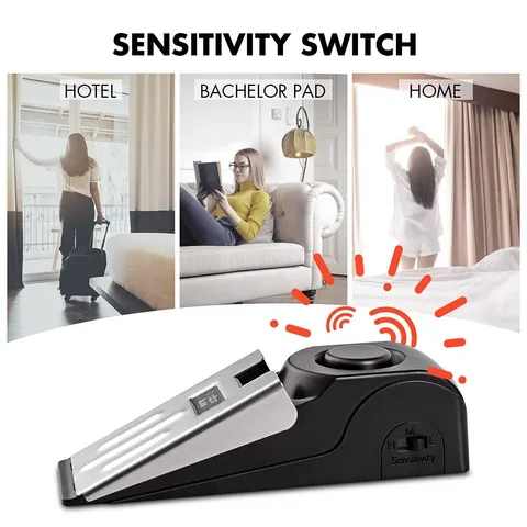 Door Stop Alarm, Security for Home Travel Apartment- 120DB - Portable 1Piece