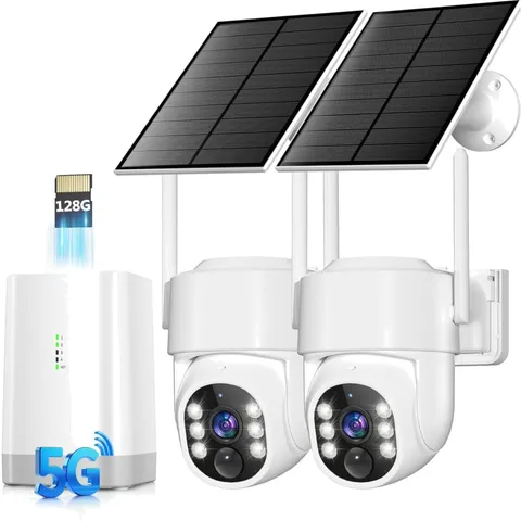 Vivideye Wireless Outdoor Security Cameras 2 Cam Kit 4MP Solar PTZ