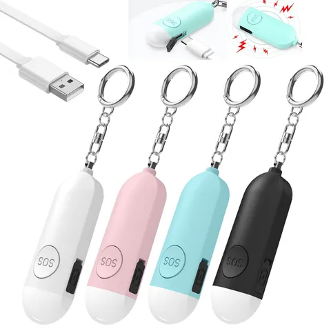 Police Personal Safety Alarm Keychain for Women 130 dB Emergency Siren LED Light