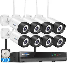 5MP Outdoor Wifi Security Camera System, 16CH 8 Cam Kit, 2-Way Audio, Color Nigh