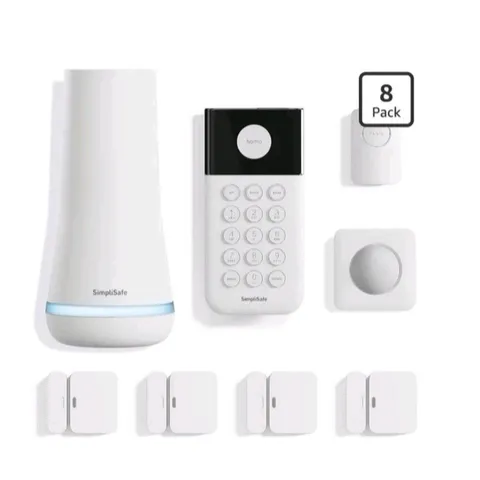 SimpliSafe Home Security System with Smart Alarm, 8 Piece White New Sealed Box