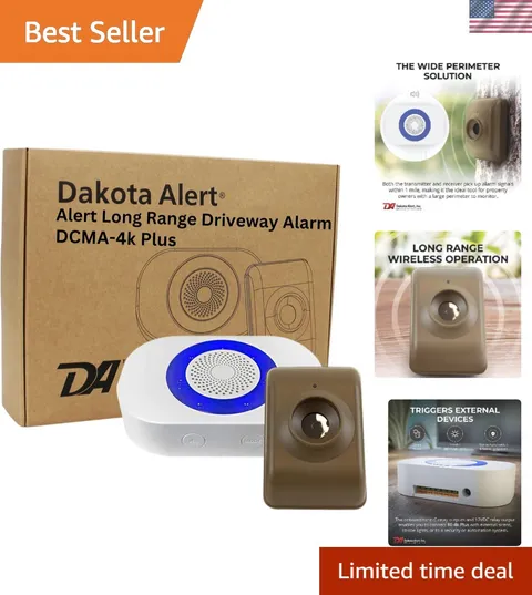 Wireless Driveway Alarm DCMA-4K Plus 1-Mile Motion Sensor Kit | Motion Detect...