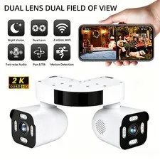 PHANSATIM 2K Dual-Lens Security Camera for Indoor and Outdoor Use, IP66