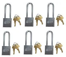 6-PACK American Lock Keyed Padlock 3/4 in Rectangle Silver A5202