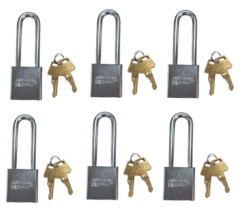 6-PACK American Lock Keyed Padlock 3/4 in Rectangle Silver A5202