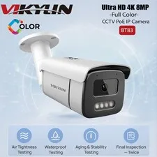 Vikylin 8MP 4K PoE IP Full Color Night Vision Camera Outdoor/Indoor Metal Onvif