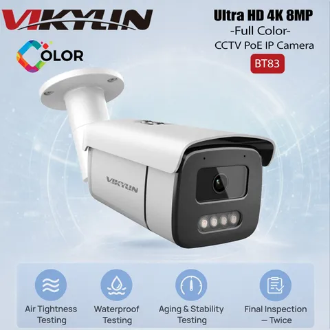 Vikylin 8MP 4K PoE IP Full Color Night Vision Camera Outdoor/Indoor Metal Onvif