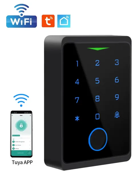 Smart Wi-Fi Fingerprint Door Lock Keypad - Tuya Waterproof RFID Card Reader Acce