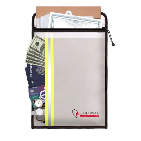 Fireproof Document Bag (15 x 11 inch) with 2 Pockets, Fire Safe Envelope Bag ...