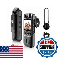 KSADBOSSBO Body Camera 64GB 4K HD 6HR Battery Magnetic Clip Flashlight Black