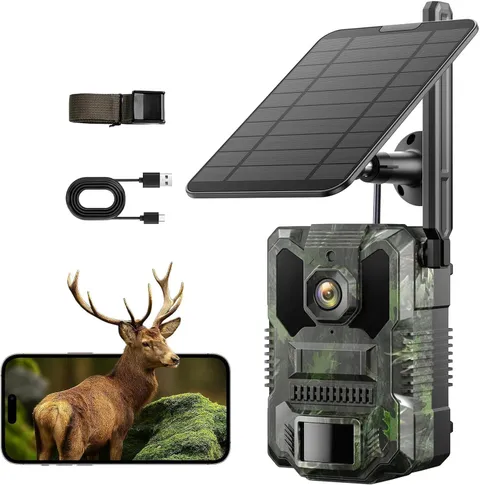 Solar Trail Camera 4G LTE Cellular Security Camera with SIM Card Live Streaming✅