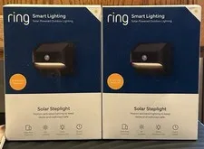 Ring Smart Lighting Outdoor Solar Steplight Motion-Sensor Smart Alarm Black NEW