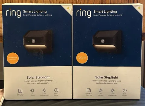 Ring Smart Lighting Outdoor Solar Steplight Motion-Sensor Smart Alarm Black NEW