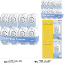 Water Leak Detector 8 Pack, 5-Year Battery Life, Water Alarm with Low Battery...