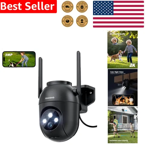 Security Camera Outdoor 3MP PTZ Wireless Auto Tracking Color Night Vision  Ho...