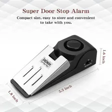 Door Stop Alarm with 120DB Siren Door Stop for Home & Travel (Black) (Pack of 4)