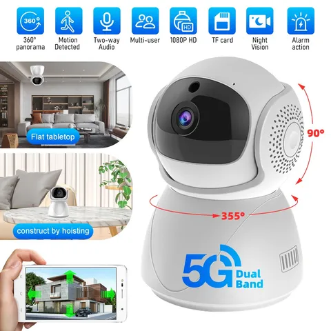 1080P HD Camaras De Seguridad 5G Wifi Interior Inalambrica Con Vision Nocturna
