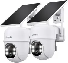 CINNADO 2-Pack 2K Solar Powered & Wireless Outdoor Cameras for Home Security